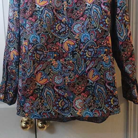 Lands' End No Iron  Supima paisley button-down long sleeve shirt Sz 24W NWOT - Picture 6 of 8